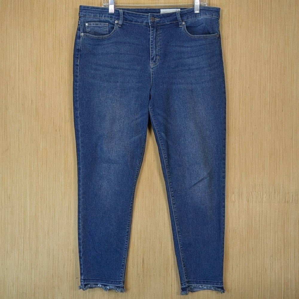 Vince Camuto Womens Skinny Jeans 33/16 Medium Wash Raw Hem High Rise Stretch